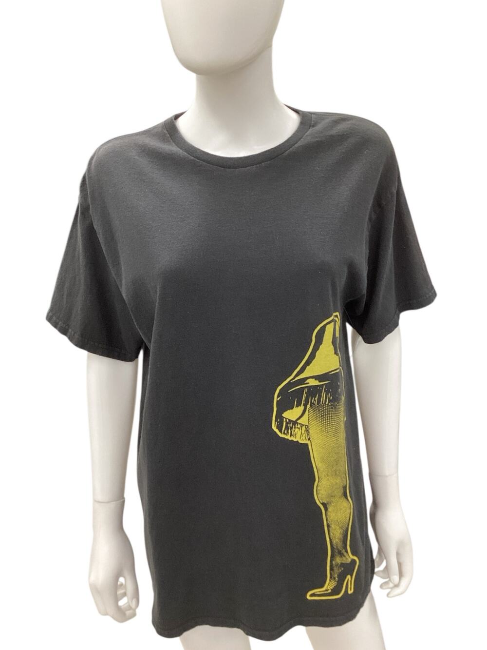 T-Shirt Women’s Size L “Lamp Leg” 100% Cotton Black And Yellow